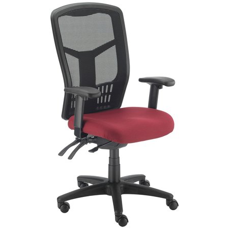 GLOBAL INDUSTRIAL High Back Task Chair, Mesh Back, Fabric Seat, Red 695521